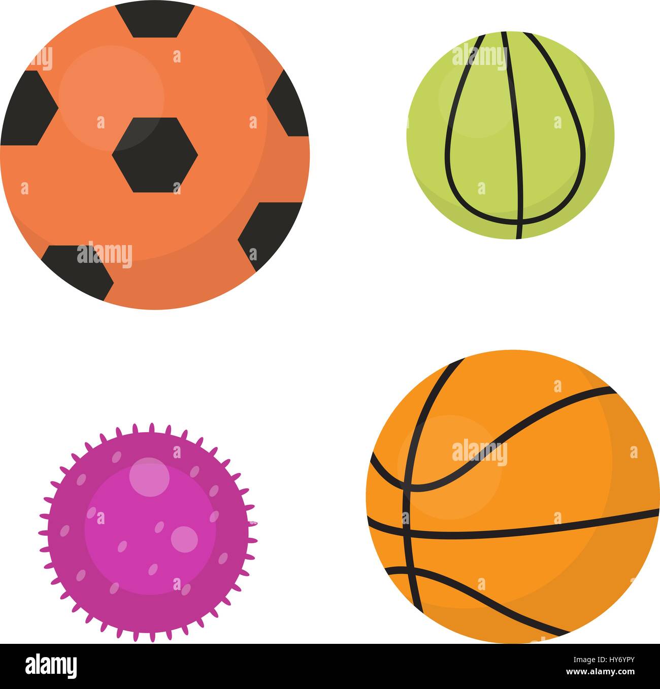 Balls set icons, flat, cartoon style. Collection of football