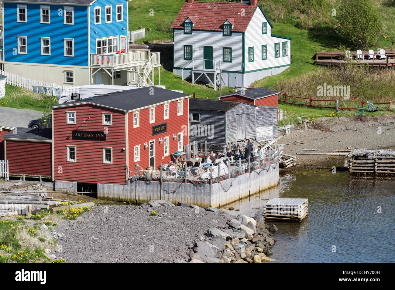 Artisan Hall with Twine Loft Dining, Cove Cottage and Gover House, Trinity, Newfoundland Stock Photo