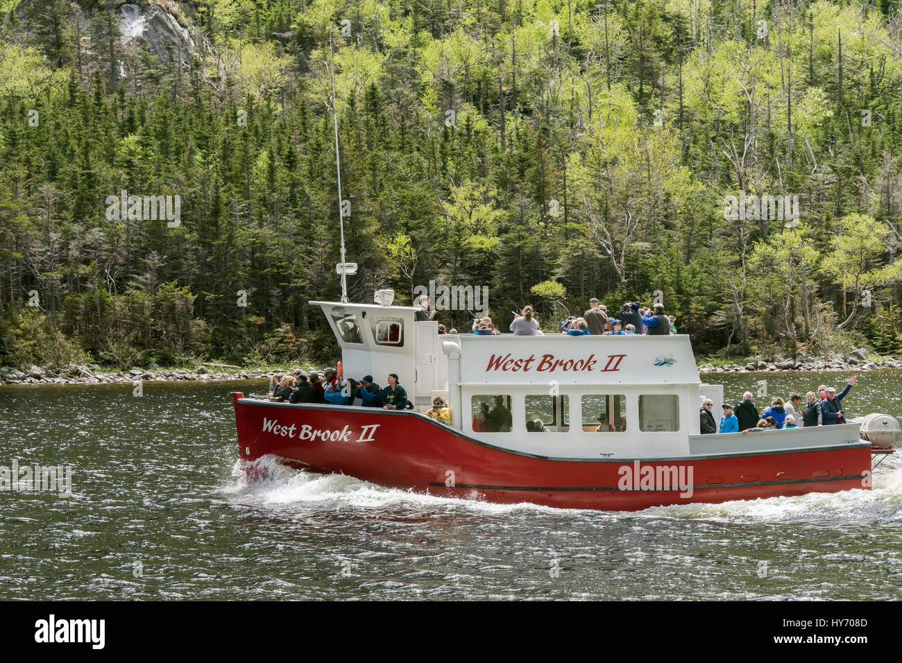 Western Brook II tour boat, Bon Ton tours, Western Brook Pond, Gros Morne National Park, Newfoundland Stock Photo