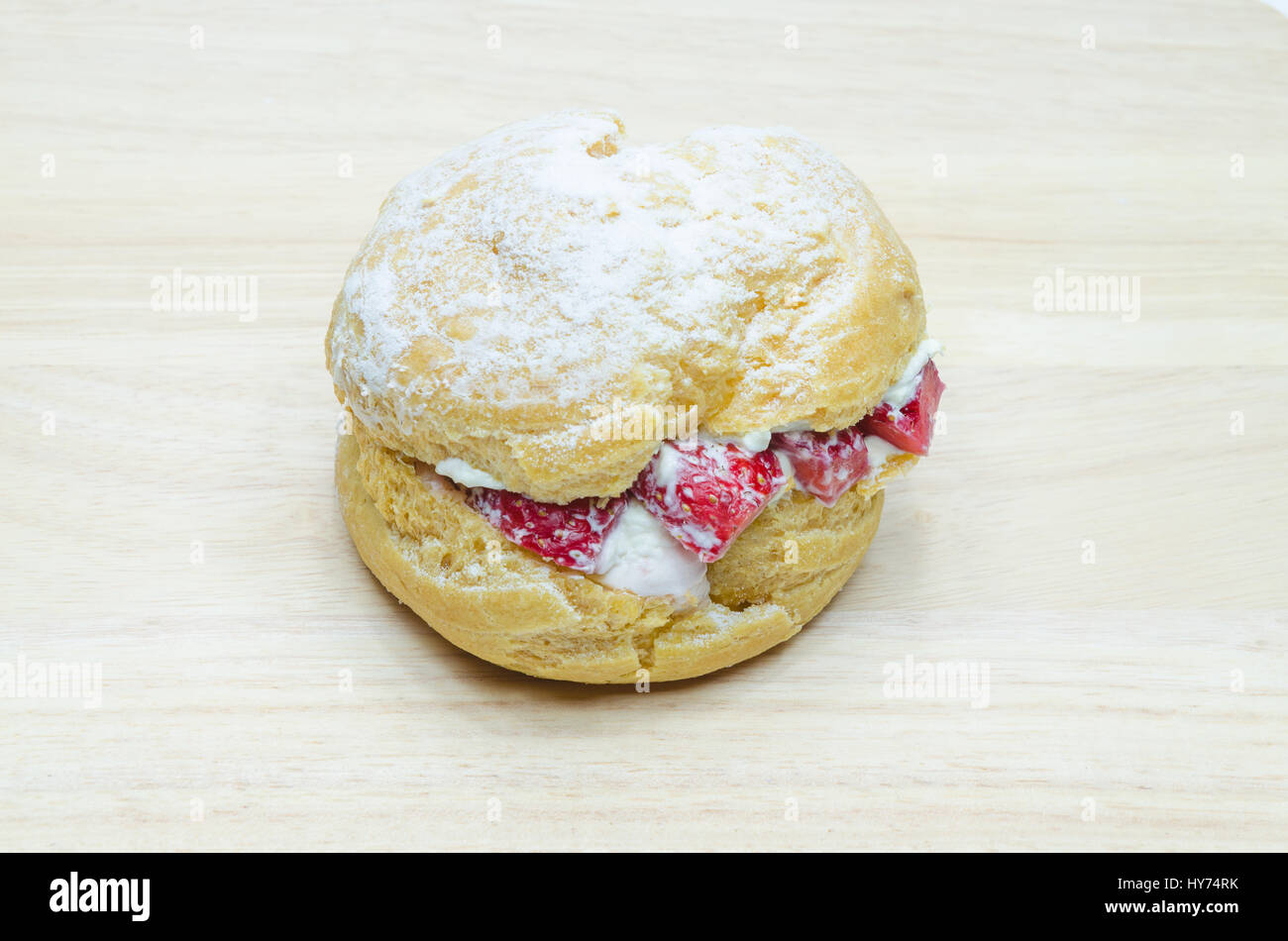 Strawberry chou cream Stock Photo - Alamy