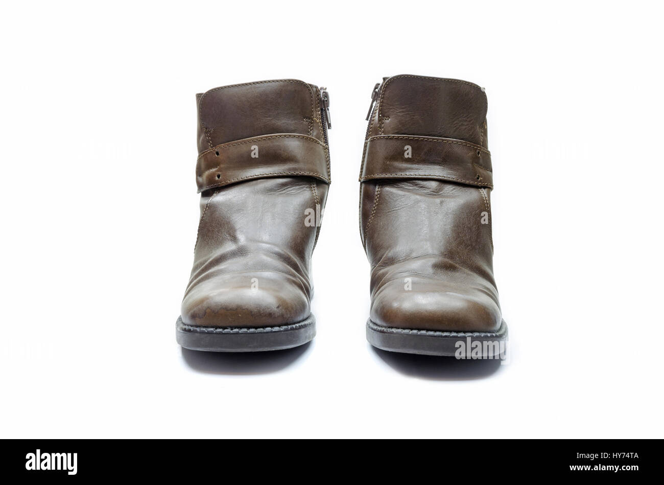 Leather boot isolated on white Stock Photo - Alamy