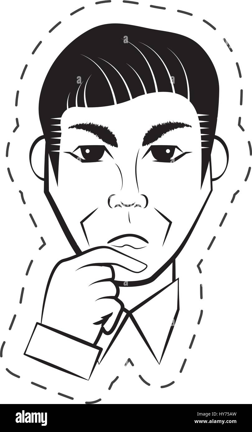 portrait man facial expression black and white vector illustration eps