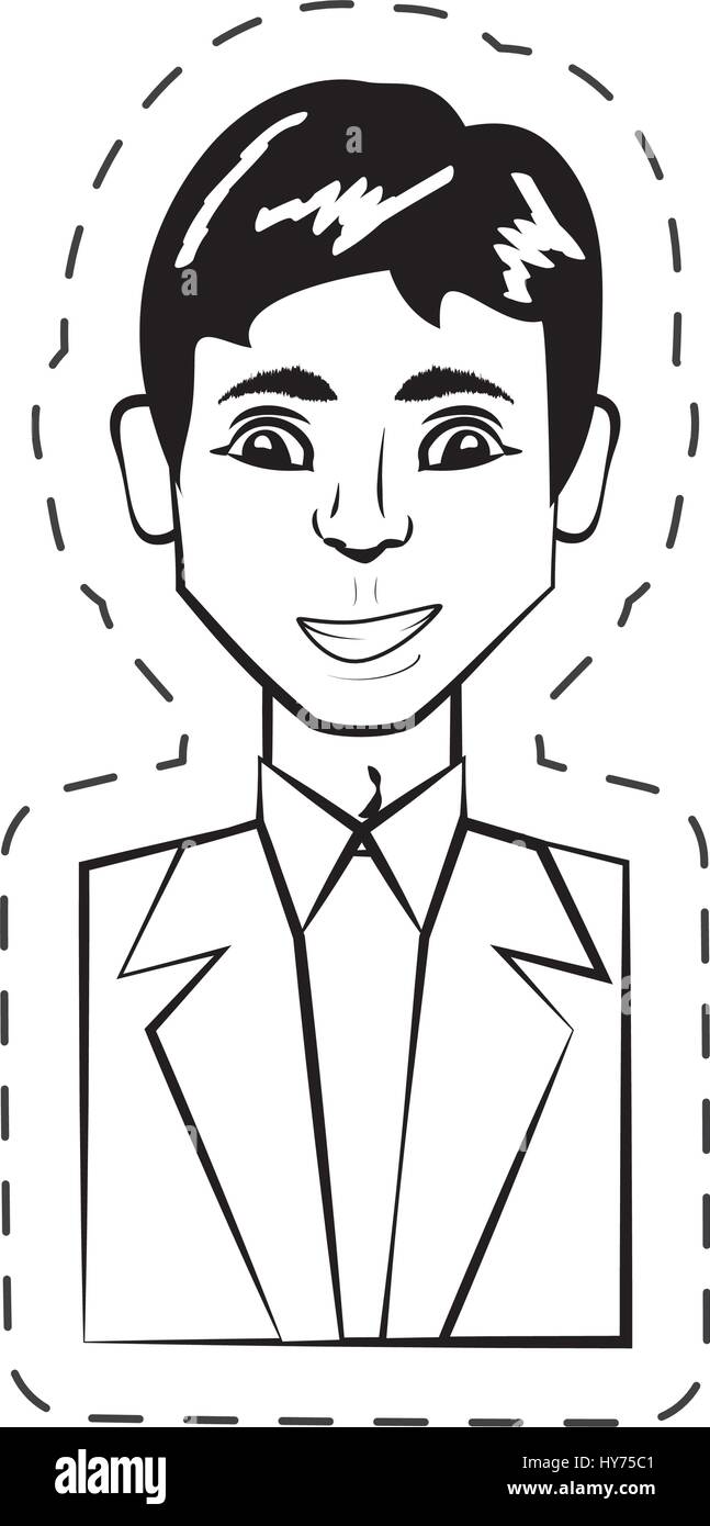 portrait man facial expression black and white vector illustration eps