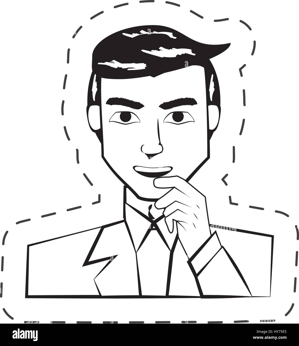 face man expression facial black and white vector illustration eps 10