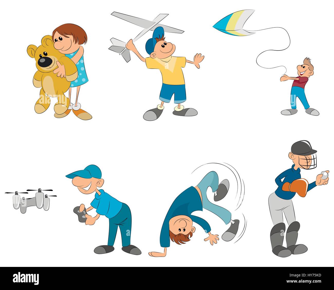 vector illustration of six kids playing Stock Vector Image & Art - Alamy