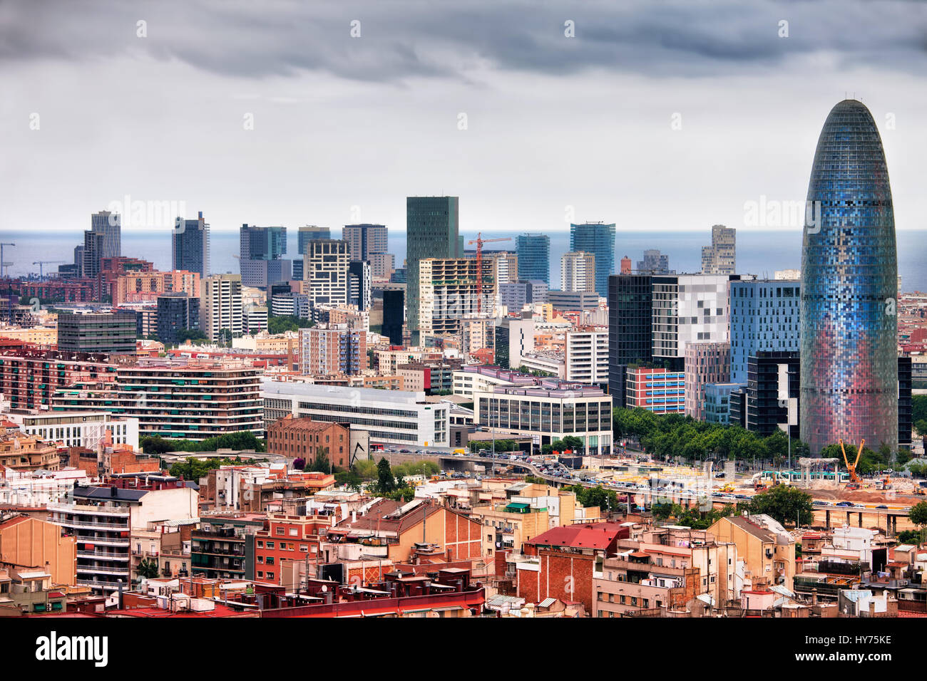 Skyline Barcelona Spain Aerial View Of Barcelona City Skyline 