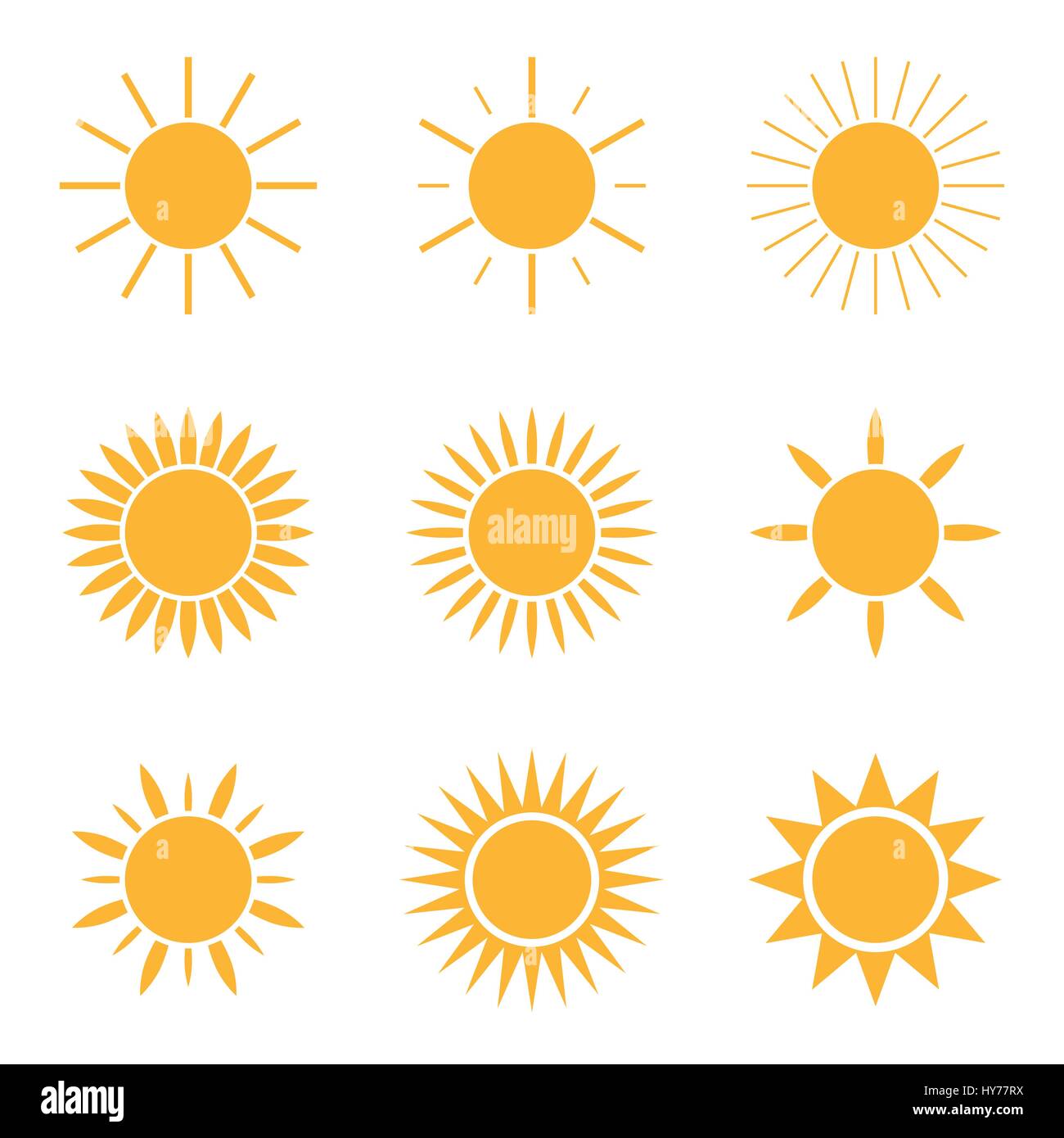 Sun icon set Stock Vector