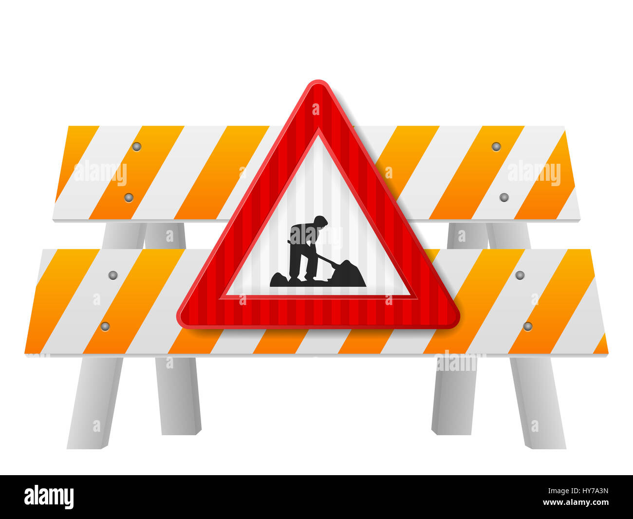 Road safety barrier on a white background. Stock Photo