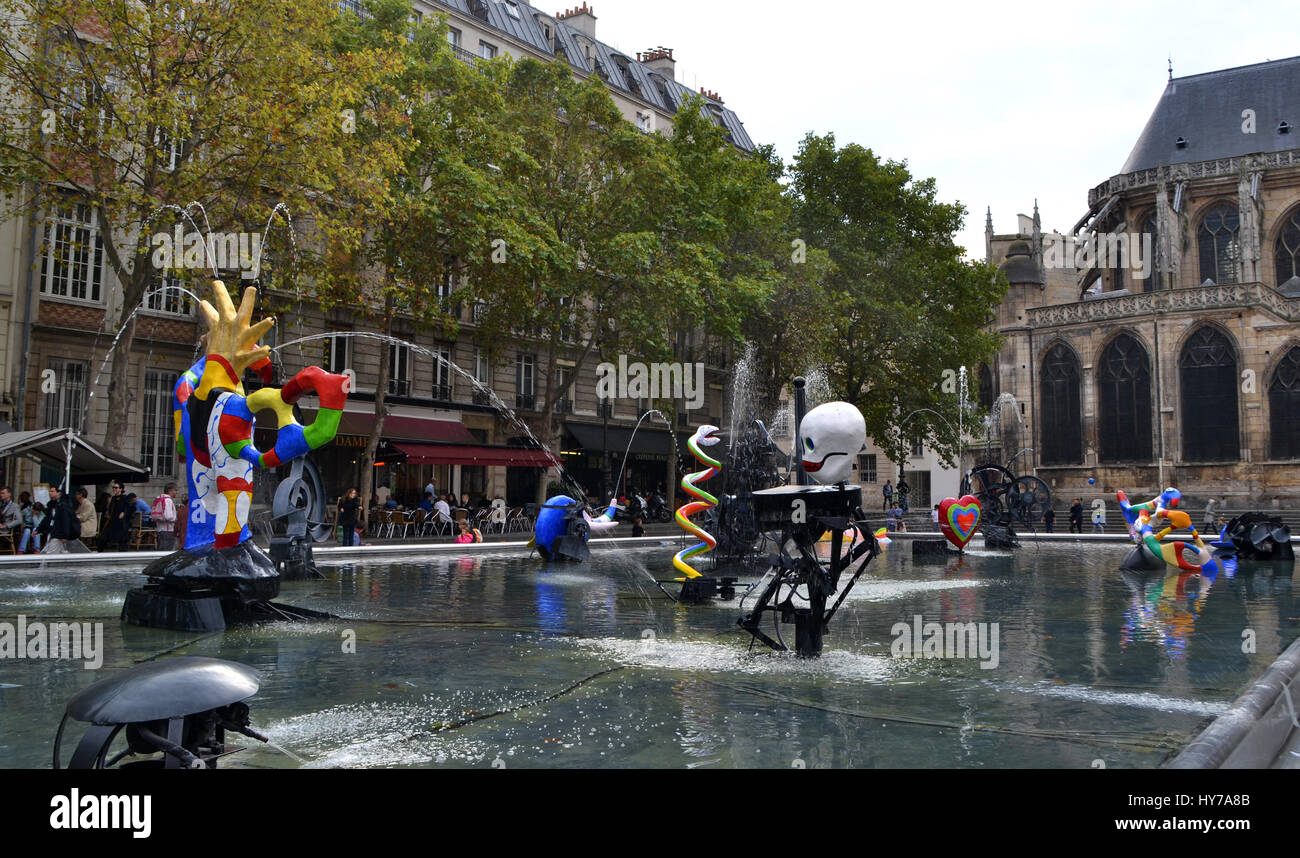 Stravinsky Fountain in Paris, France Stock Photo