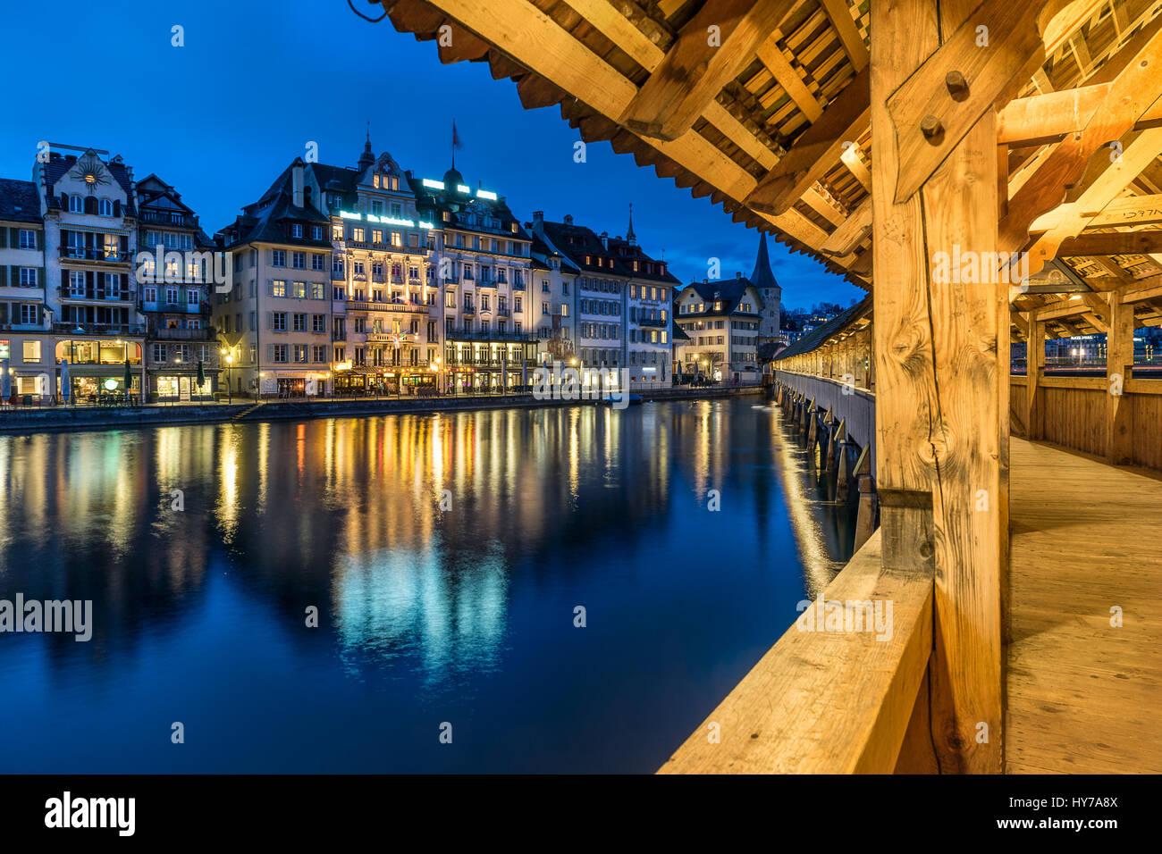 Chapel Bridge also known as kapellbruke in Lucerne Switzerland Stock Photo