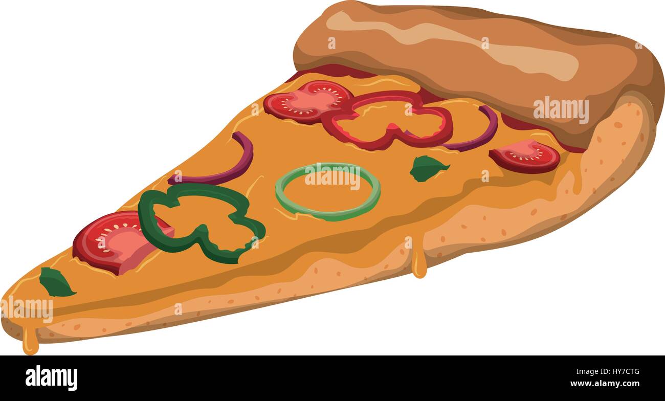 pizza slice vegetables cheese vector icon illustration Stock Vector ...