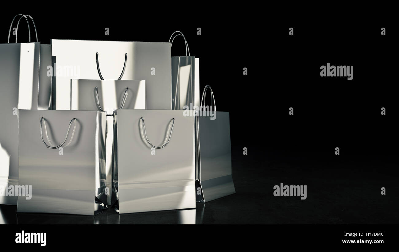 Paper shopping bags isolated. 3D Rendering Stock Photo - Alamy