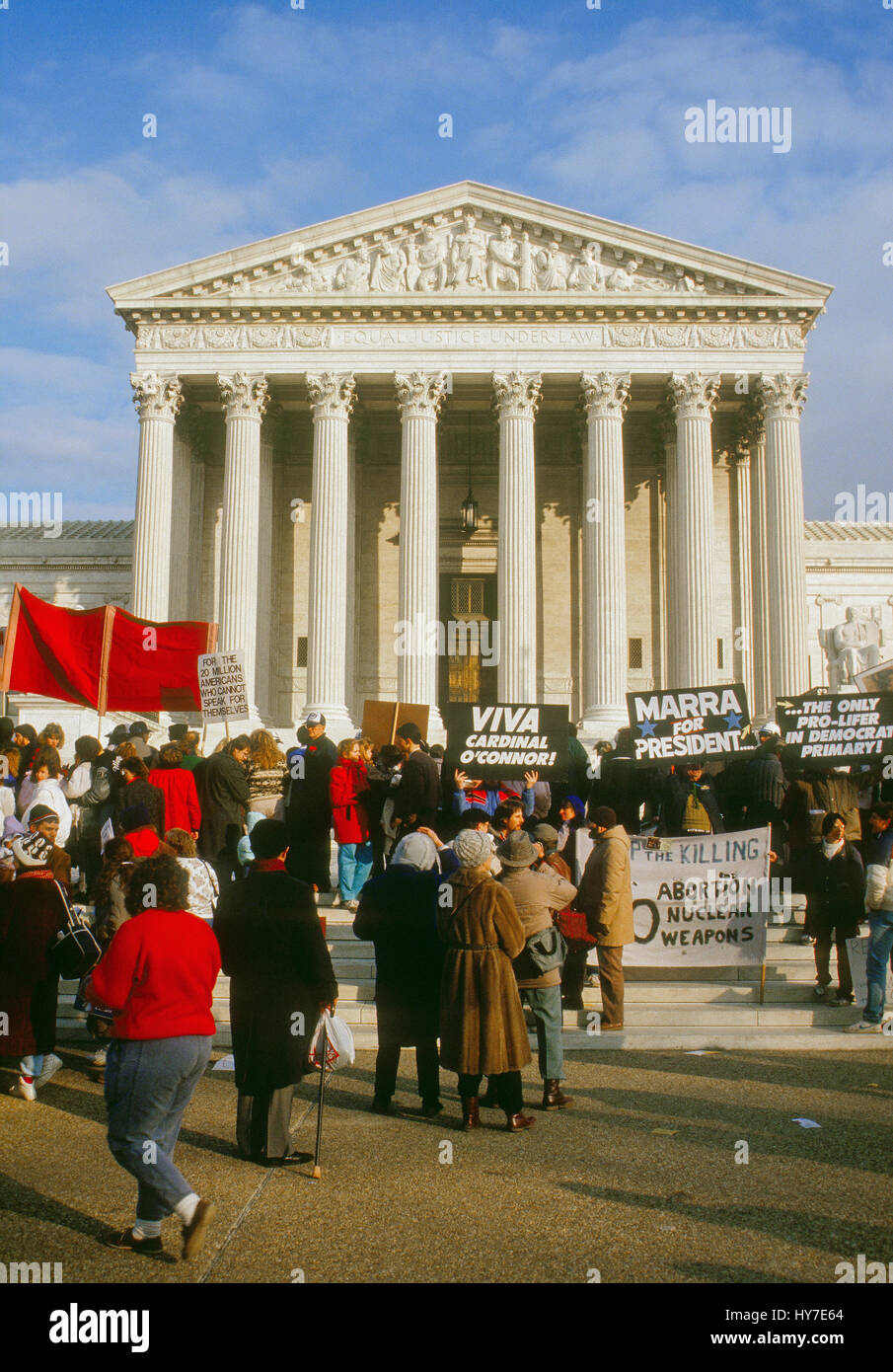 Pro life demostrators in front of the US Supreme Court building during
