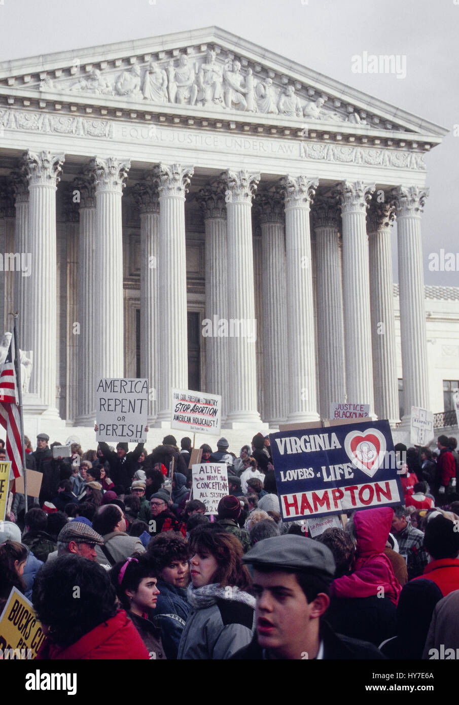 Pro life demostrators in front of the US Supreme Court building during