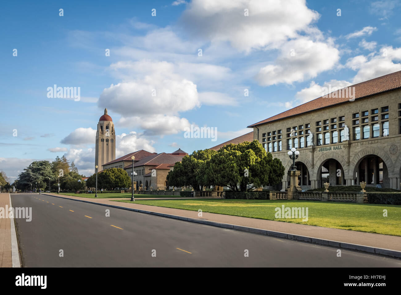 PALO ALTO, USA - January 11, 2017: Stanford University Campus and Hoover Tower - Palo Alto, California, USA Stock Photo