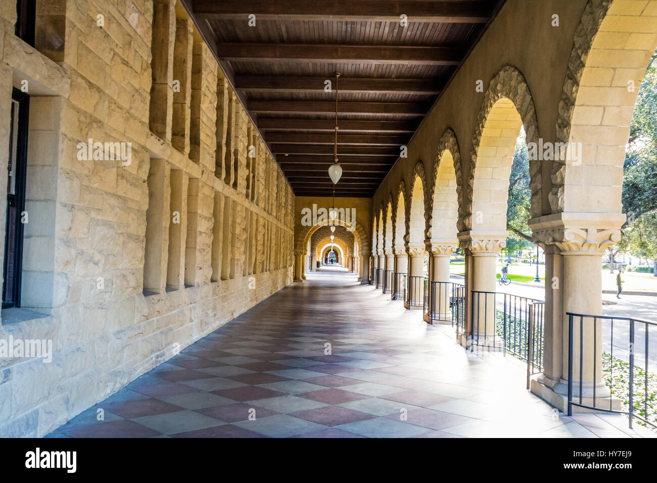 Arches of Main Quad at Stanford University Campus - Palo Alto, California, USA Stock Photo