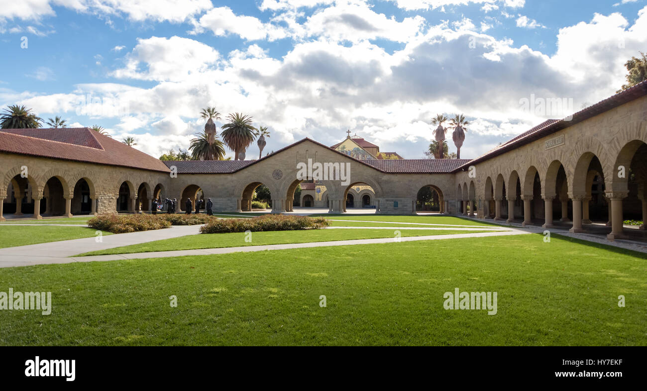 Memorial Court of Stanford University Campus - Palo Alto, California, USA Stock Photo