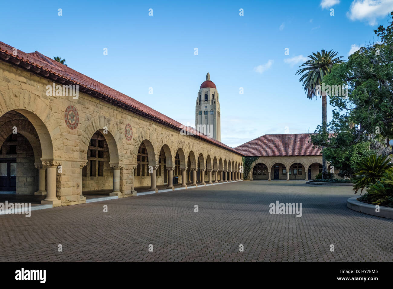 Stanford University Campus and Hoover Tower - Palo Alto, California, USA Stock Photo