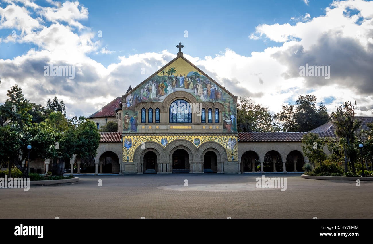 Memorial Church in Main Quad of Stanford University Campus - Palo Alto, California, USA Stock Photo