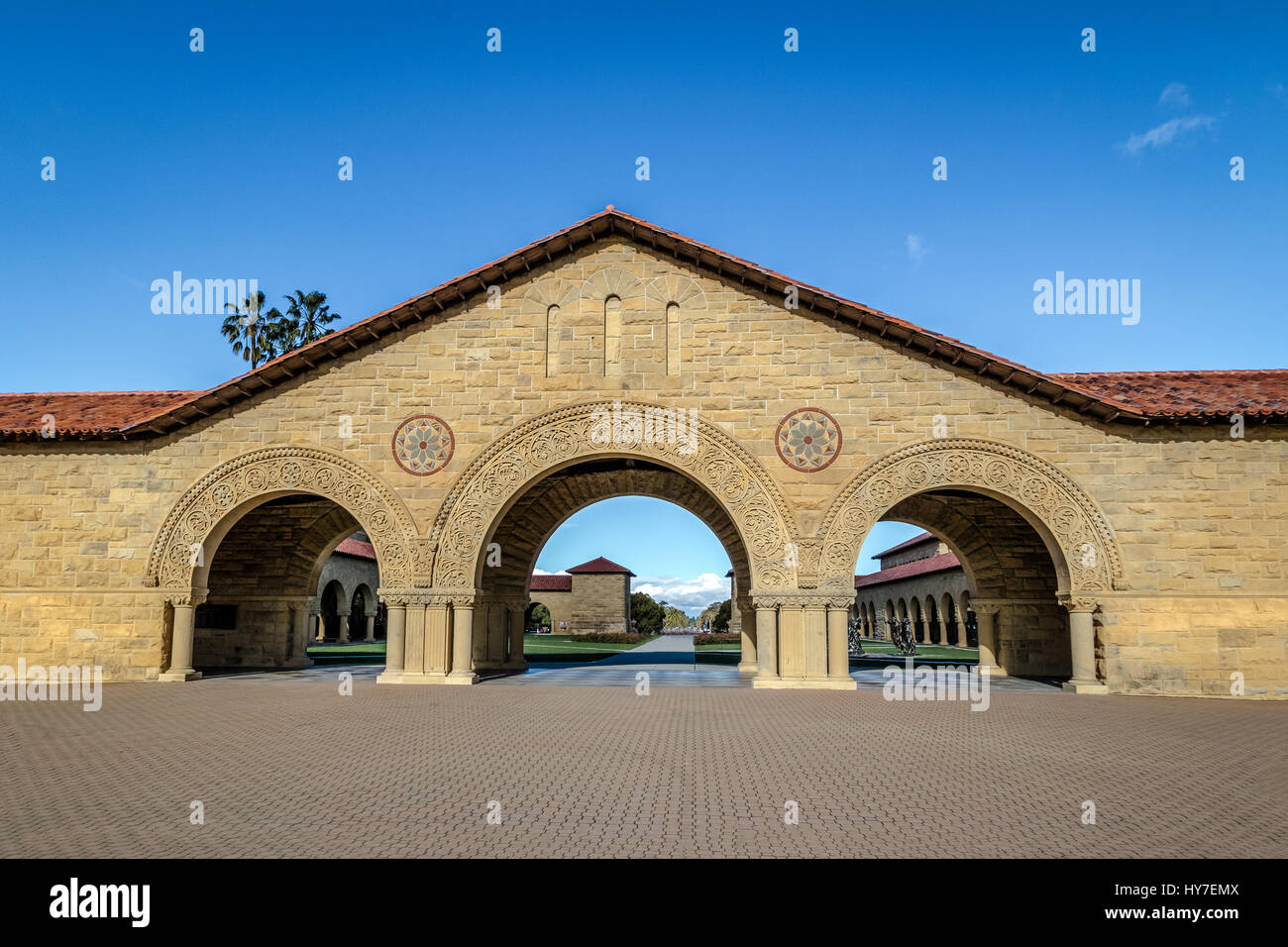 Memorial Court of Stanford University Campus - Palo Alto, California, USA Stock Photo