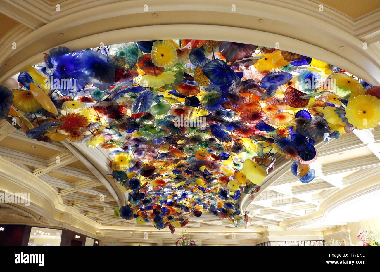 Dale Chihuly's art blossoms at Bellagio hotel in Las Vegas, NV, USA on