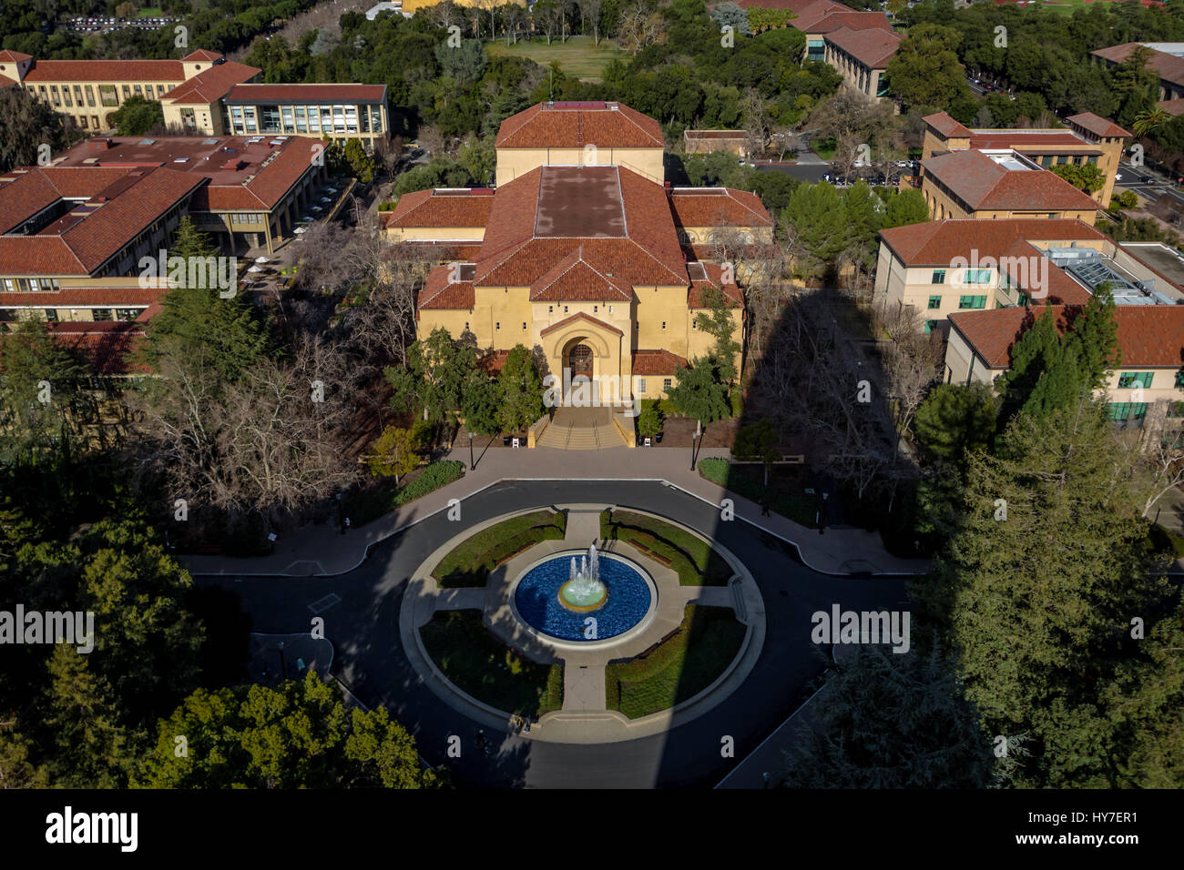 Aerial view of Stanford University Campus - Palo Alto, California, USA Stock Photo