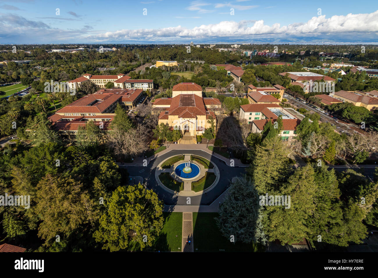 Aerial view of Stanford University Campus - Palo Alto, California, USA Stock Photo