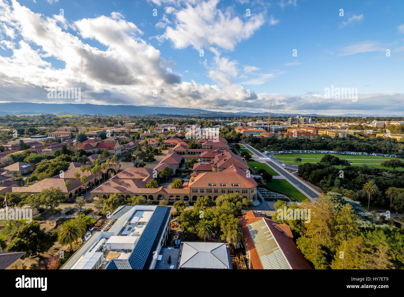 Aerial view of Stanford University Campus - Palo Alto, California, USA Stock Photo