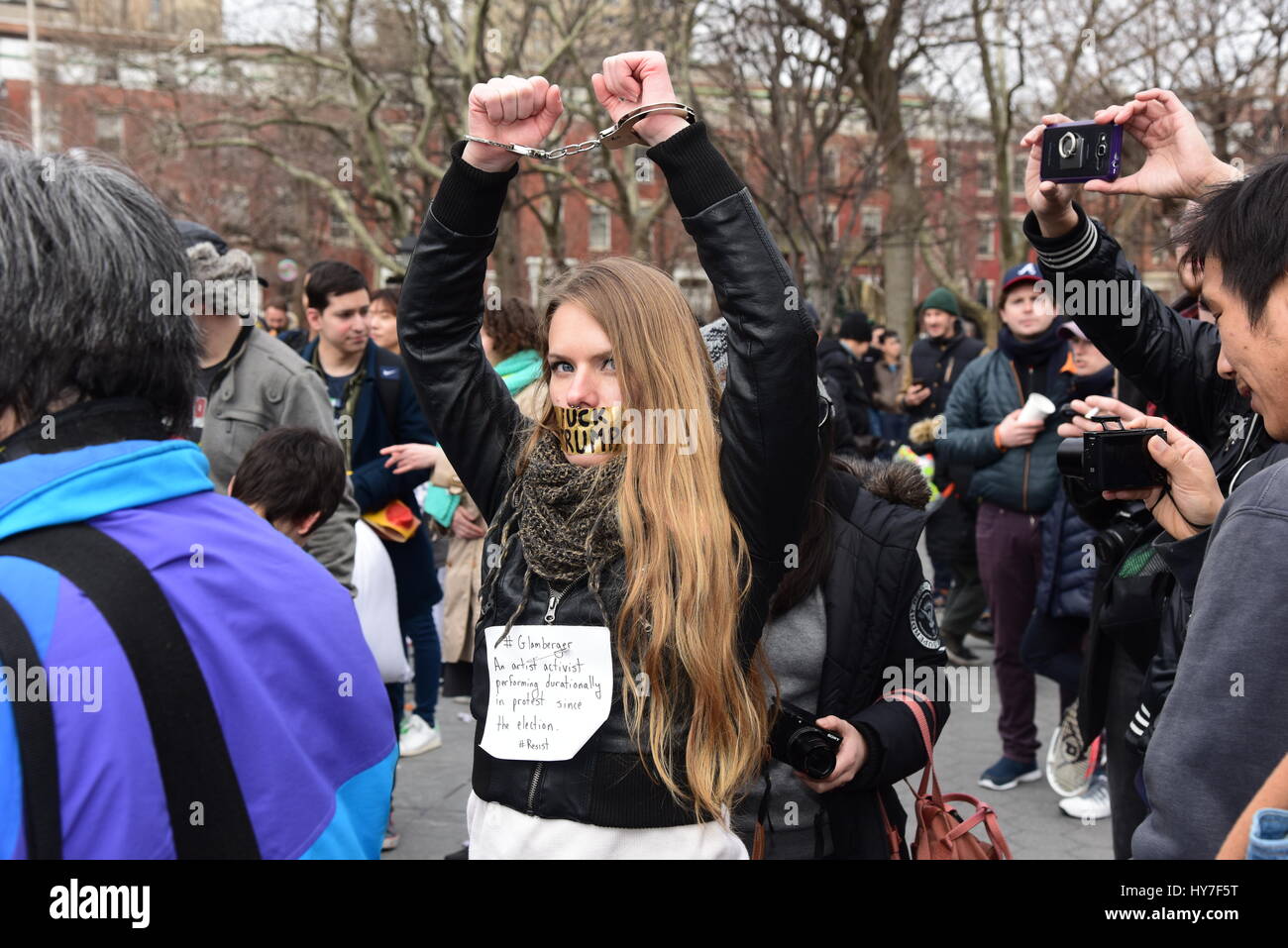New York City, United States. 01st Apr, 2017. The 12th annual Pillow Fight in Washington Square