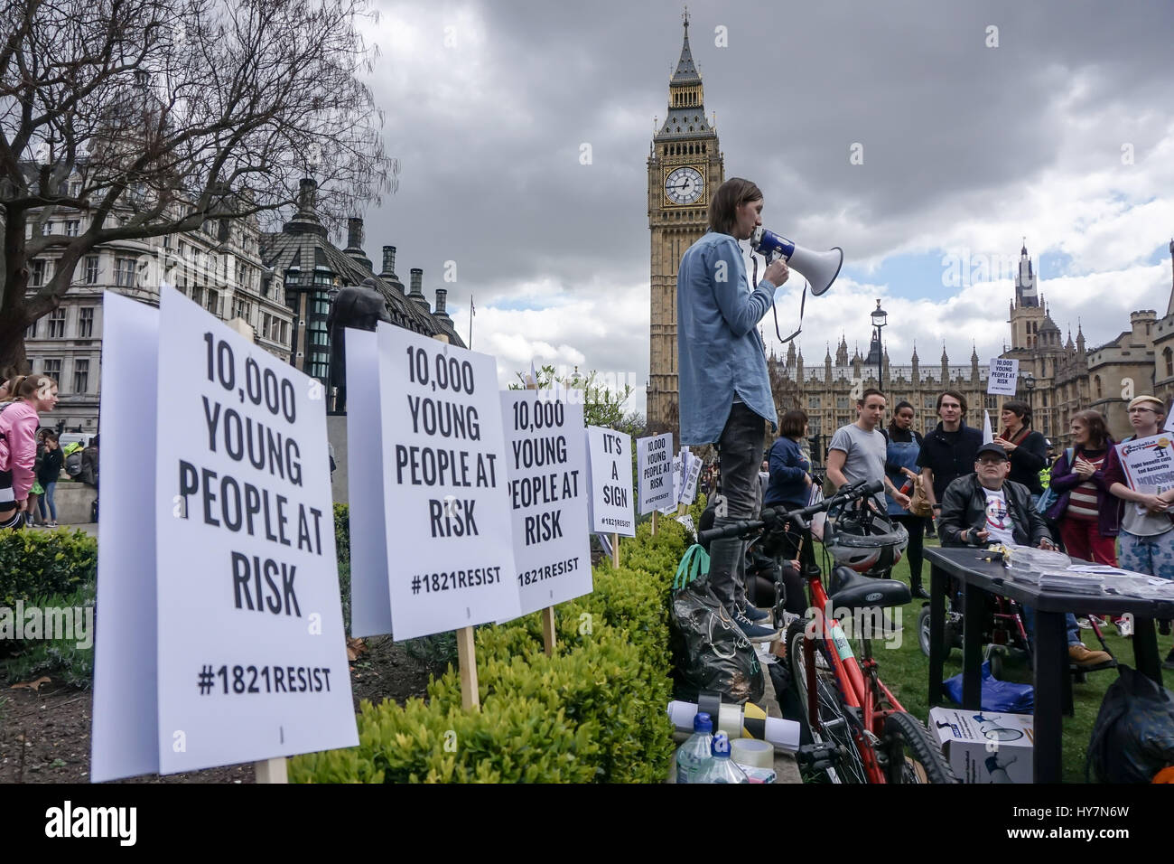 London, UK. 1st April, 2017. Protesteors rally Against Housing Benefit