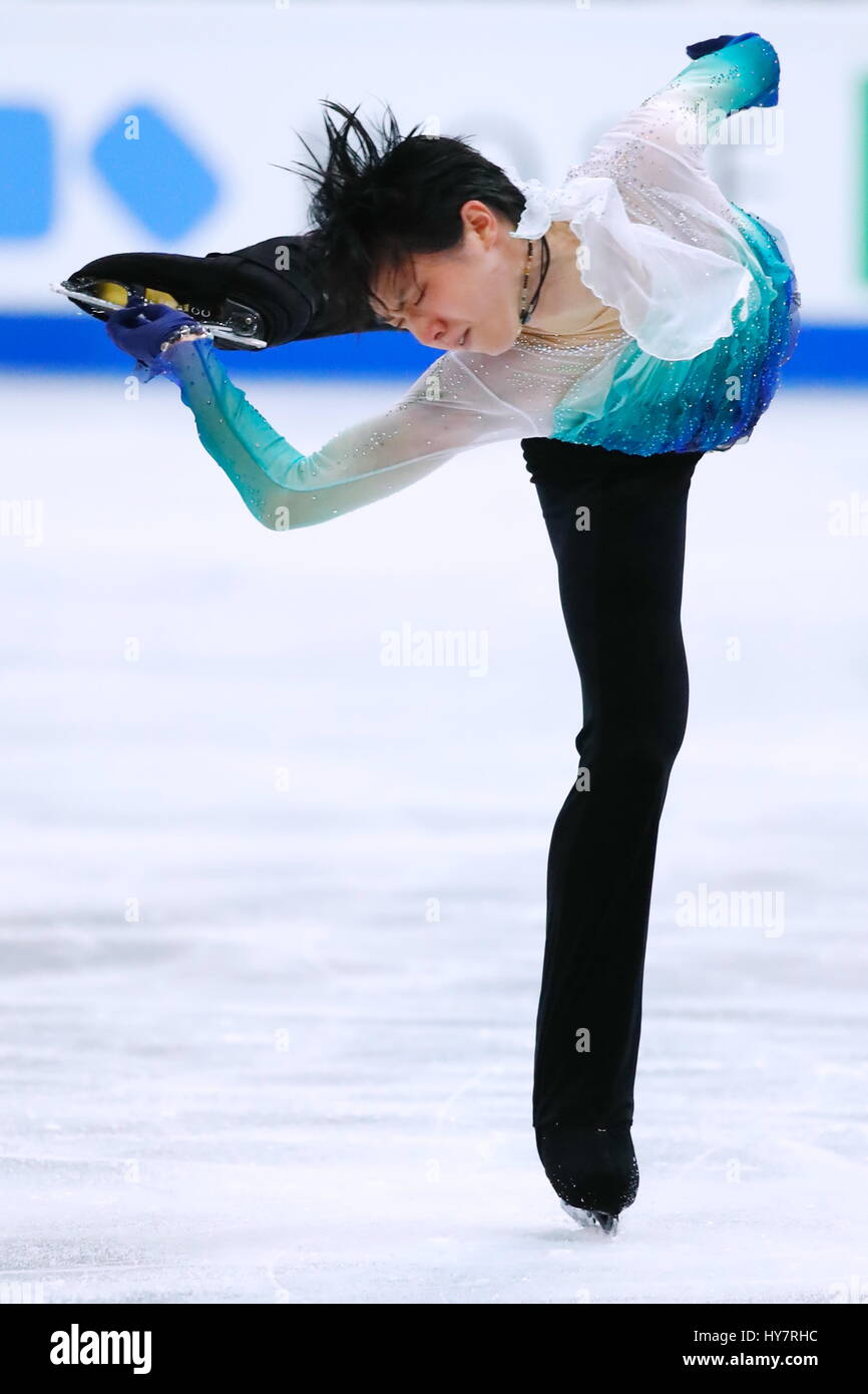 Helsinki, Finland. 1st Apr, 2017. Yuzuru Hanyu (JPN) Figure Skating