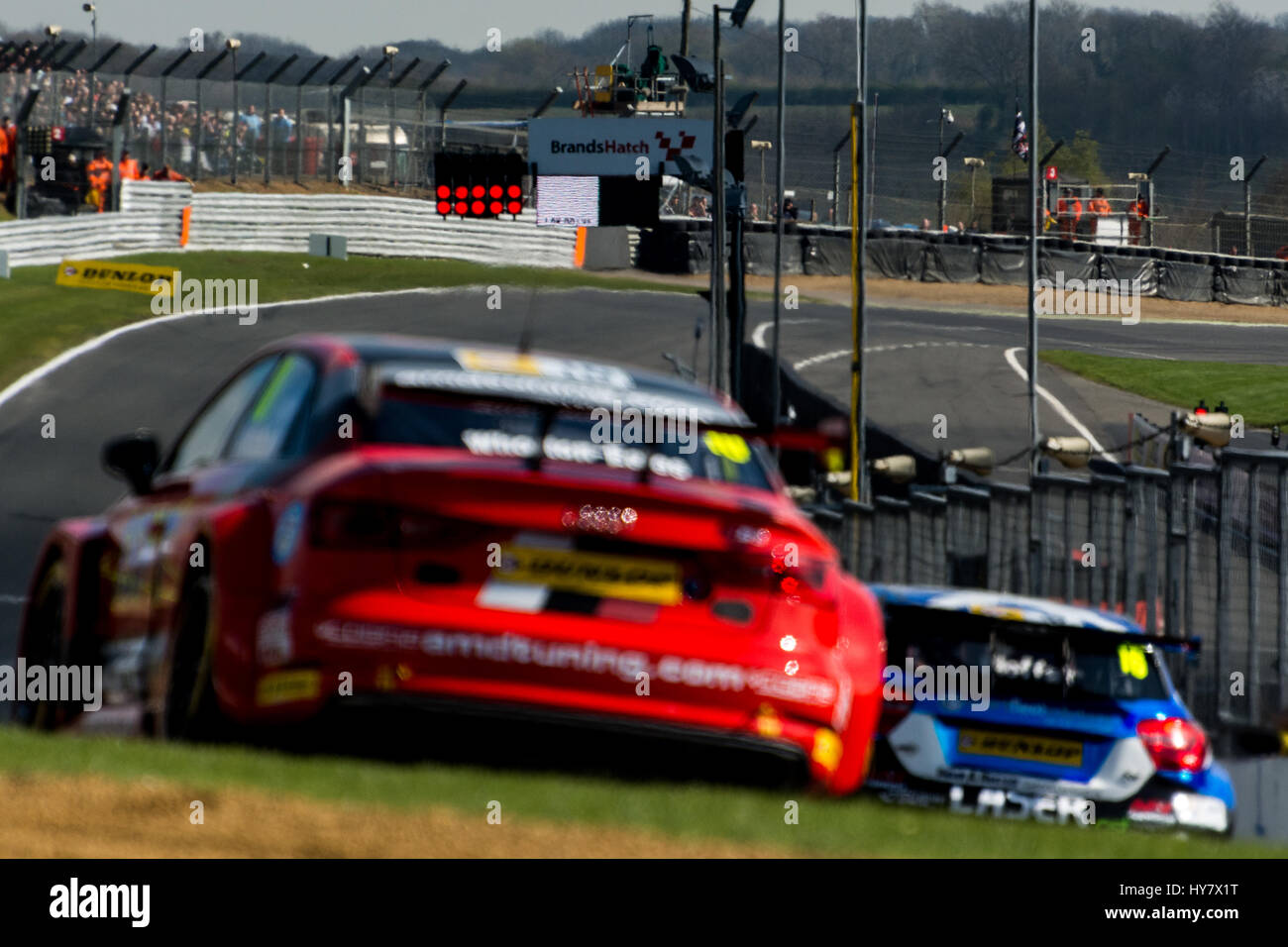 Fawkham, Longfield, UK. 2nd April, 2017. BTCC racing driver Ant Whorton-Eales and AmDtuning.com with Cobra Exhausts drives during Round 1 of the Dunlop MSA British Touring Car Championship at Brands Hatch Indy Circuit (Photo by Gergo Toth / Alamy Live News) Stock Photo