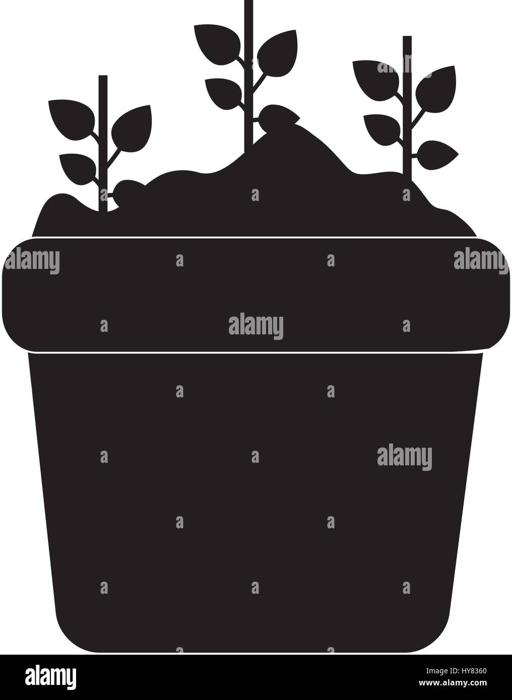 plant in a pot icon over white background. vector illustration Stock ...