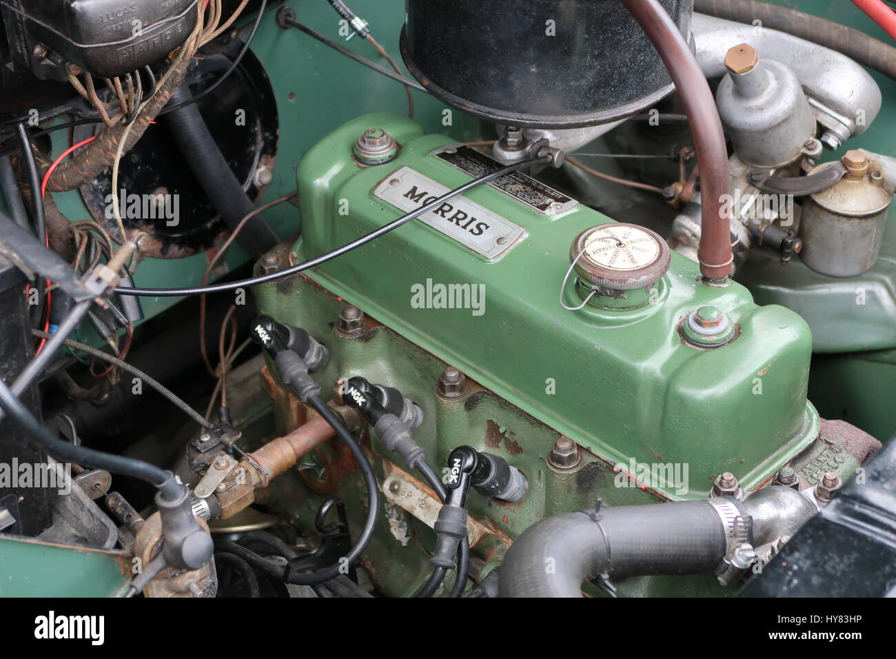 Engine bay and engine of a restored Morris Minor Stock Photo 137246754 Alamy