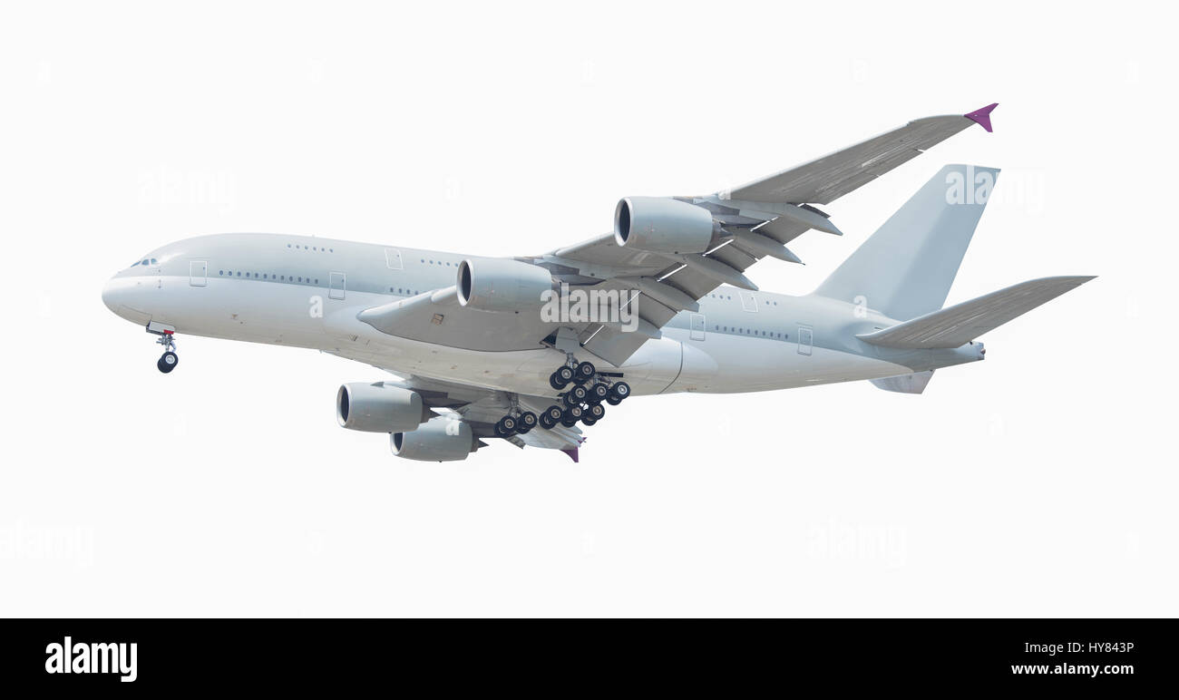 Commercial airplane isolated on white background with clipping path Stock Photo