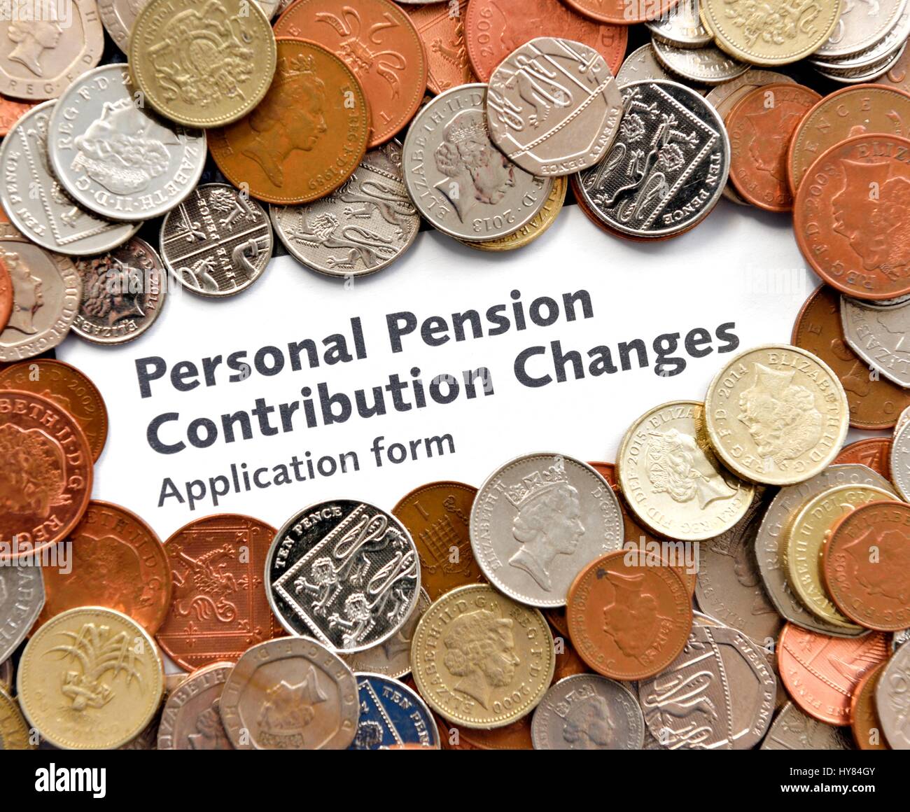 Personal pension contribution changes Stock Photo