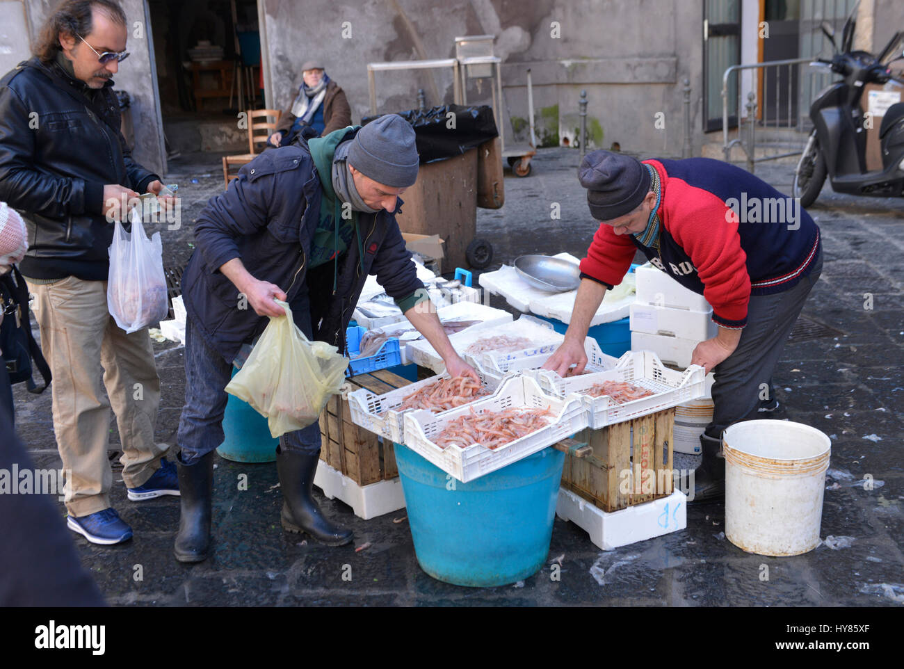 Fish market, Piazza Alonzo di Benedetto, Catania, Sicily, Italy, Fischmarkt, Sizilien, Italien Stock Photo