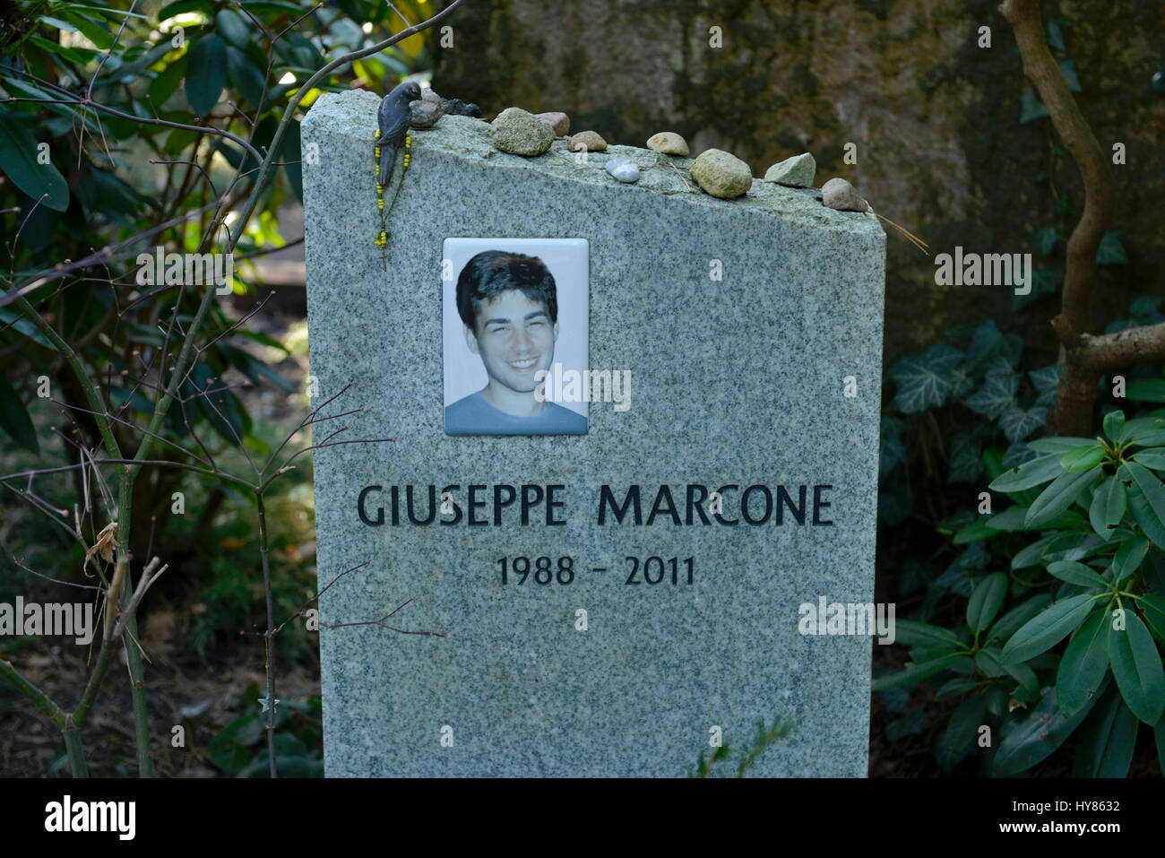 Grave, Giuseppe Marcone, forest cemetery of Dahlem, hut way, Berlin, Germany / hut way, Grab, Waldfriedhof Dahlem, Huettenweg, Deutschland / Hüttenweg Stock Photo
