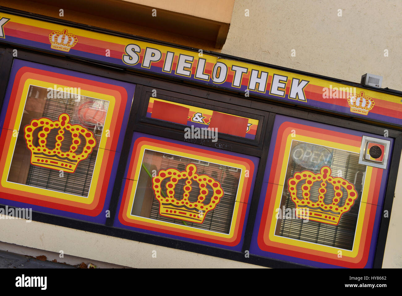 Amusement arcade, Rheinstrasse, Friedenau, Berlin, Germany, Spielhalle, Deutschland Stock Photo