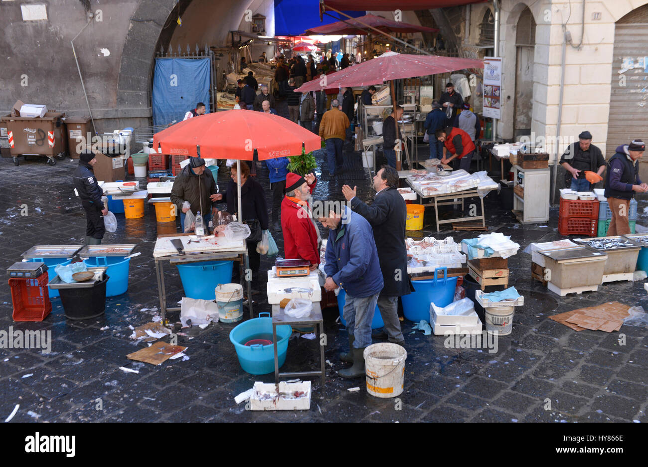 Fish market, Piazza Alonzo di Benedetto, Catania, Sicily, Italy, Fischmarkt, Sizilien, Italien Stock Photo