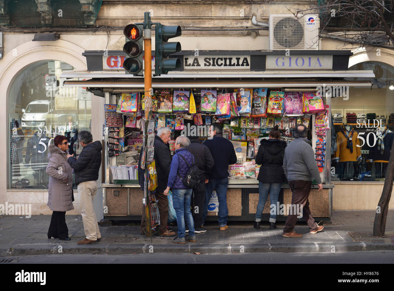 Newsstand, Catania, Sicily, Italy, Zeitungskiosk, Sizilien, Italien Stock Photo