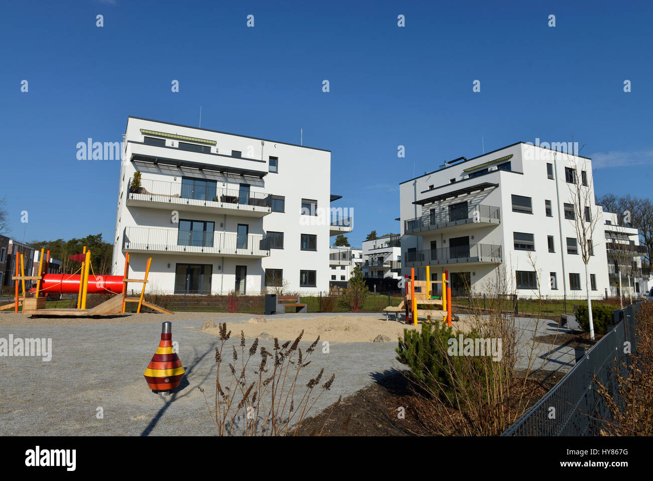 New building area, Oskar Helene Park, avenue Clay, Dahlem, Berlin, Germany, Neubaugebiet, Clayallee, Deutschland Stock Photo