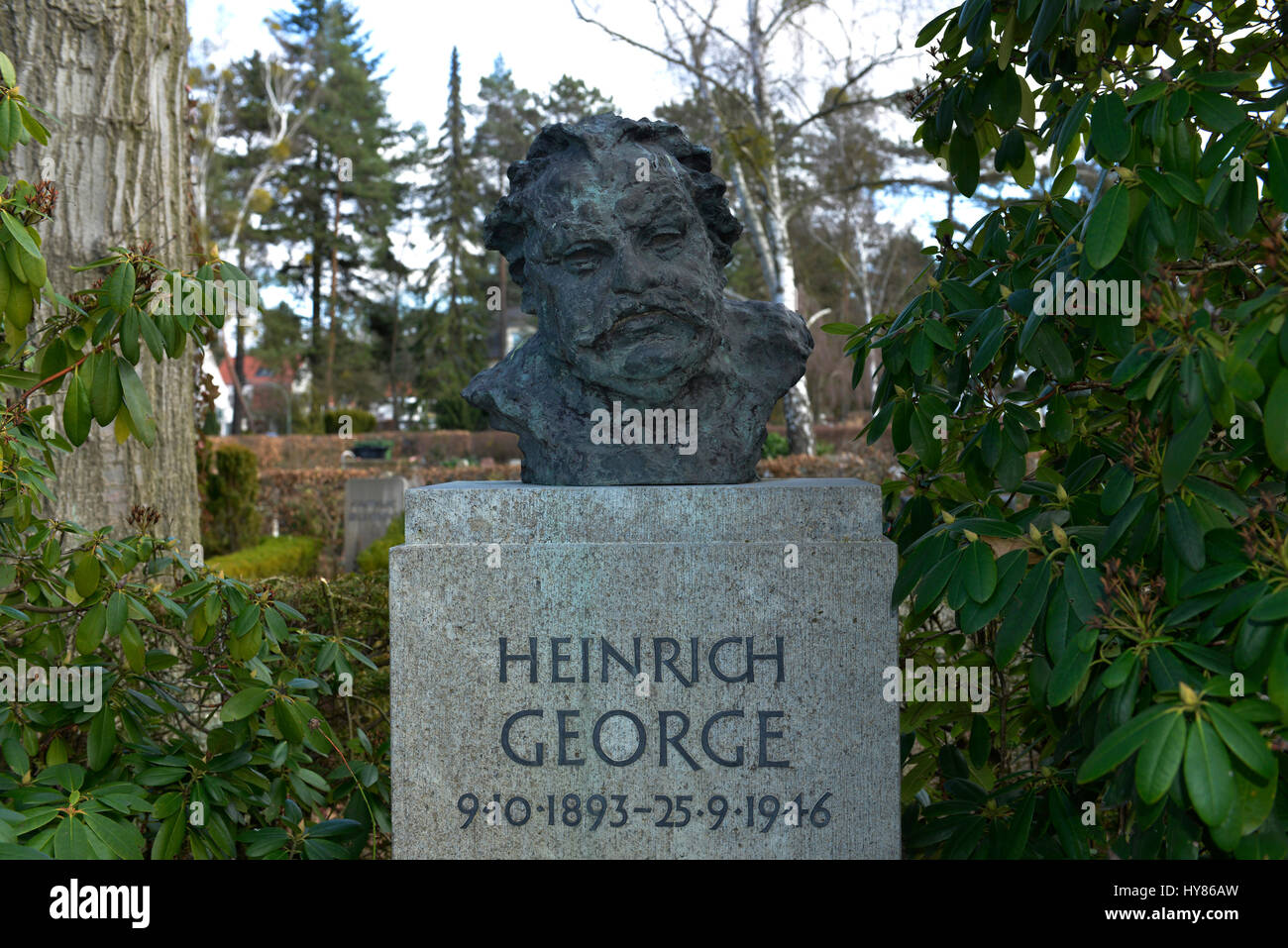 Grave, Heinrich George, cemetery of village Zehlen, uncle's Tom's street, village Zehlen, Berlin, Germany, Grab, Friedhof Zehlendorf, Onkel-Tom-Strass Stock Photo