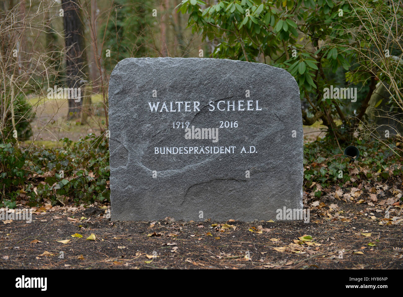 Tomb, Walter Scheel, forest cemetery, Potsdam avenue, Zehlendof, Berlin, Germany, Grabmal, Waldfriedhof, Potsdamer Chaussee, Deutschland Stock Photo