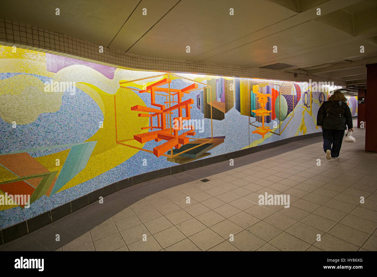 Subway art at the 53rd Street and Third Avenue subway station on the Upper East Side of Manhattan, New York City Stock Photo