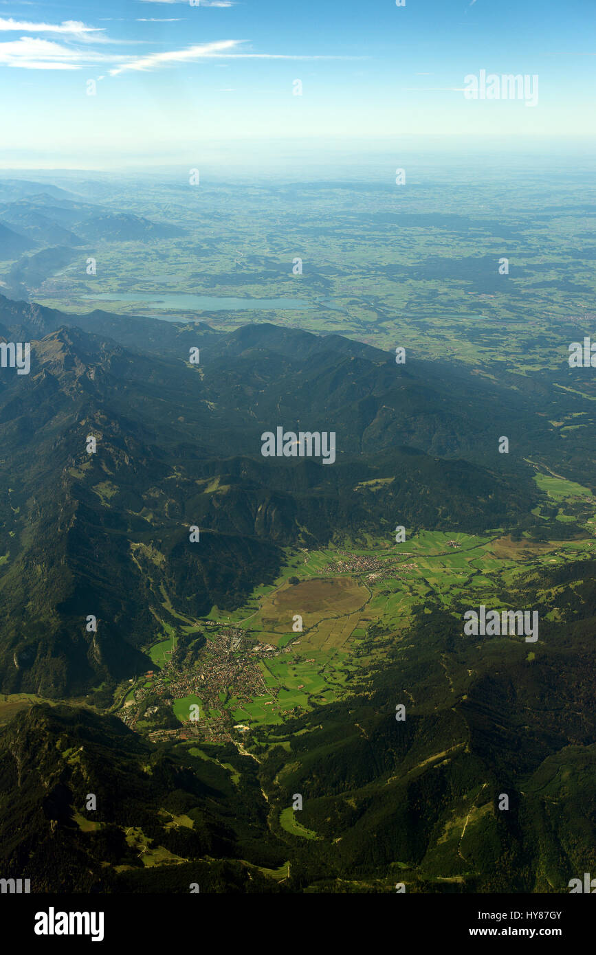 Aerial view of village in the mountains of the Alps Stock Photo - Alamy