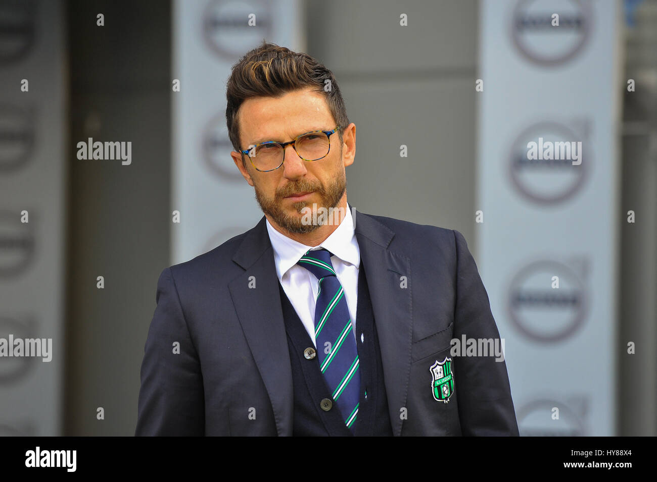 Eusebio Di Francesco, Sassuolo's head coach looks during the Italian Serie  A football match between US Sassuolo Calcio vs S.S. Lazio at Mapei Stadium  in Reggio Emilia. S.S. Lazio beat by 2