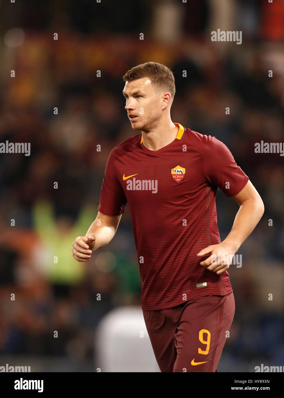 Rome, Italy. 01st Apr, 2017. Roma Edin Dzeko celebrates after scoring ...