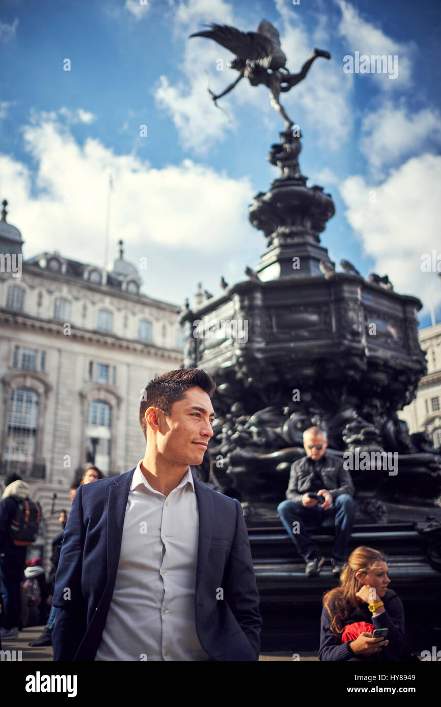 A young Japanese man sightseeing in London Stock Photo