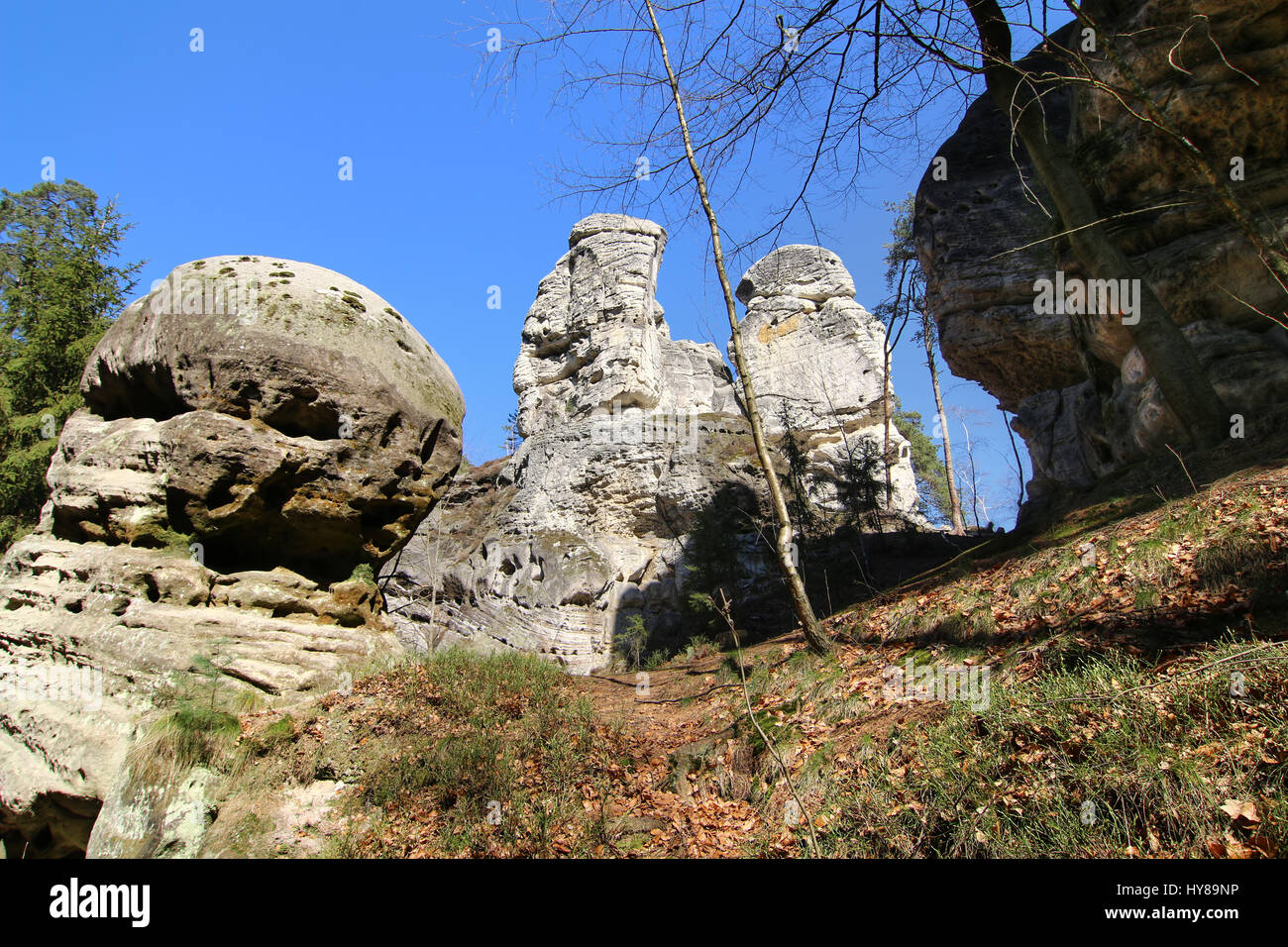 Rock formations in the Bohemian Paradise Geopark Stock Photo